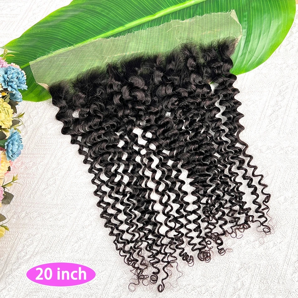 13x4 Hd Lace Frontal Deep Curly Human Hair #1B Natural Color Melt Skin Invisible Lace 100% Raw Virgin Vietnamese Human Hair