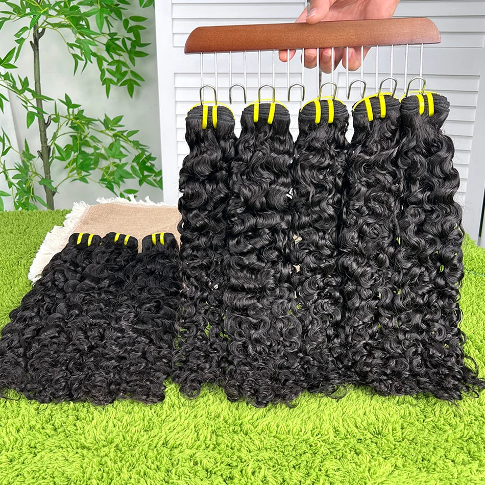Burmese Curly 100% Human Hair Bundles #1B Natural Black Color Wavy Raw Virgin Hair Weave Extensions Bouncy Curly Vietnamese Hair