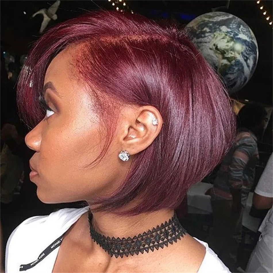Highlight Pixie Cut Bob Wig — Straight Human Hair, 13x4 Lace Front