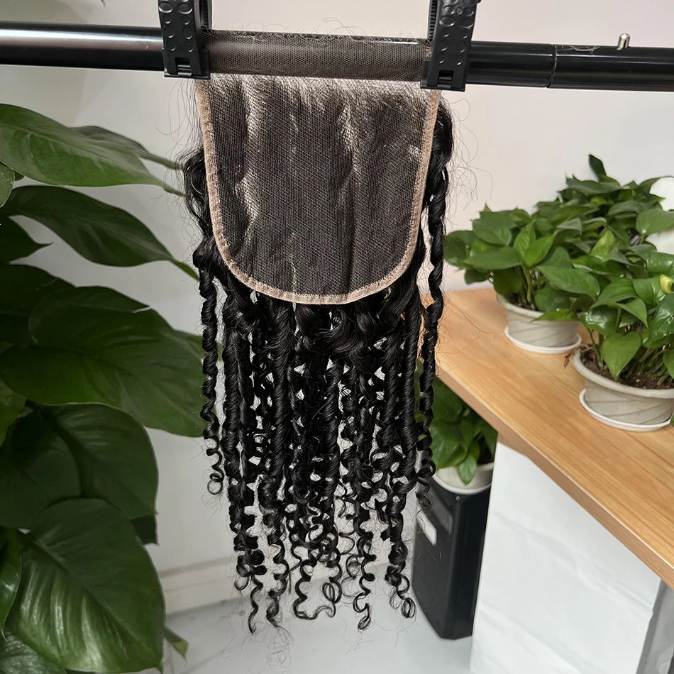 Pixie Curly Hd Lace Closure 4x4 5x5 13x4 Lace Closure Frontal Human Hair #1B Natural Color Bouncy Curly Melt Skin Invisible Lace