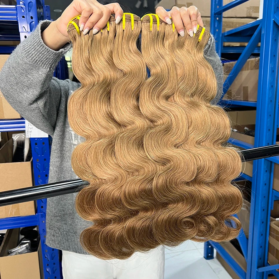 #8 Colored Body Wave Human Hair Bundles 100% Virgin Human Hair Extensions Weaving 100 Grams 16-28 Inch 1/2/3/4 Bundles For Women