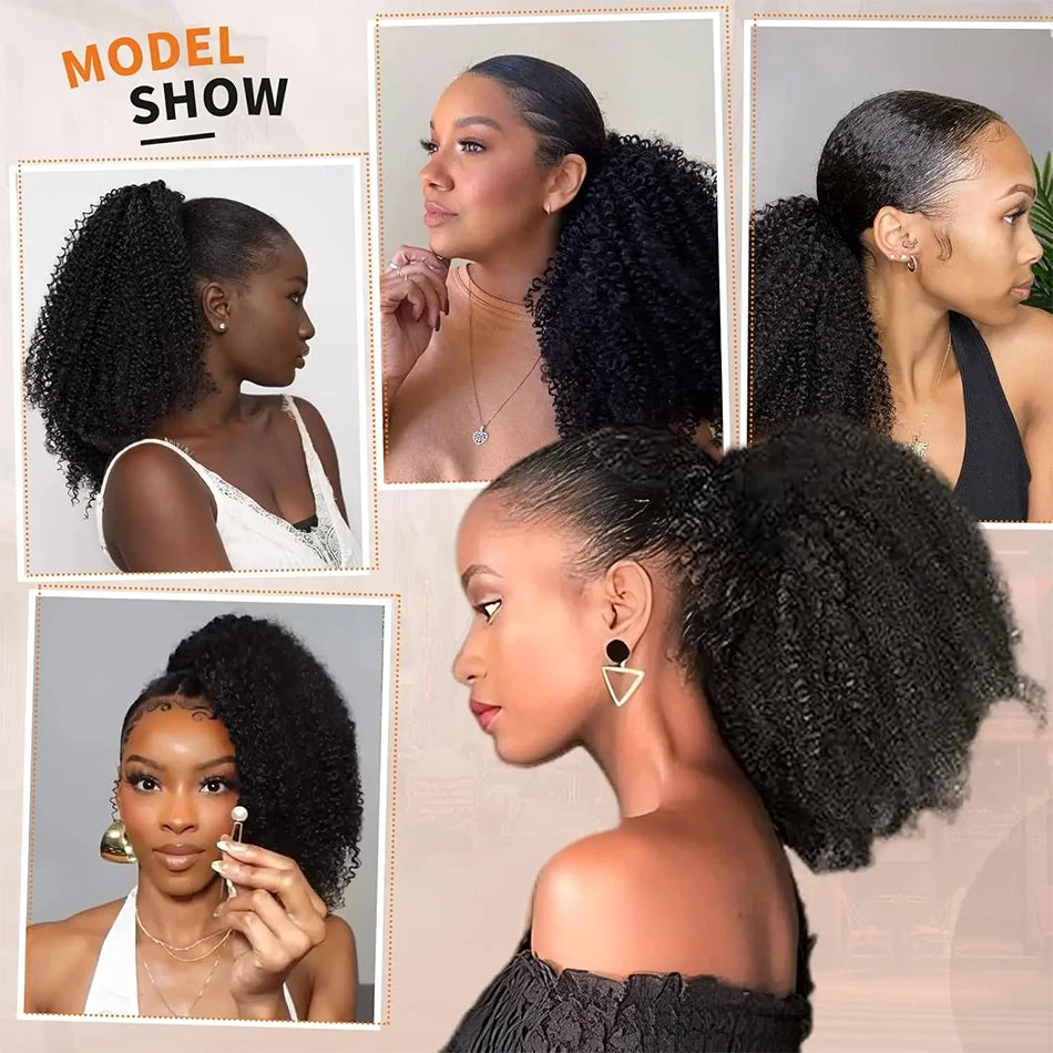 Afro Kinky Curly Ponytail — Mongolian Remy Human Hair