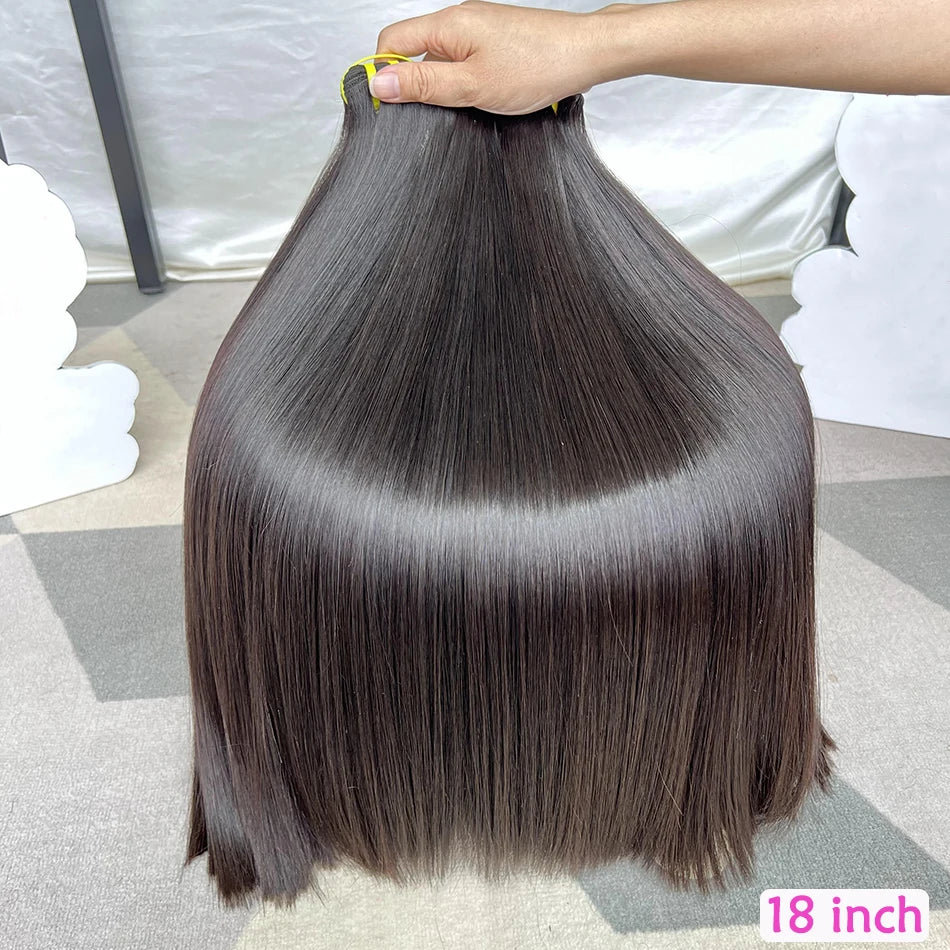 18A Double Drawn Bone Straight Human Hair Bundles Weave 100% Raw Virgin Hair Extensions #1b Natural Black Color Can Bleach #613