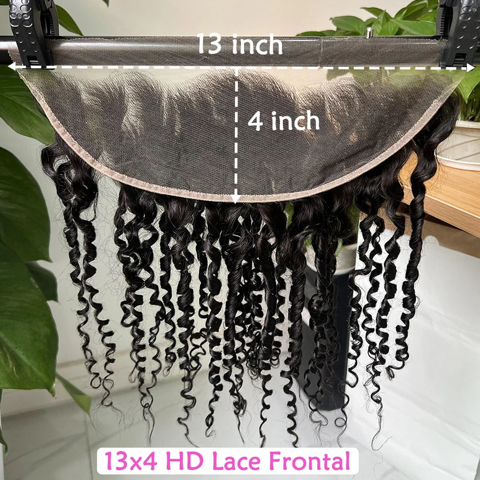 Pixie Curly Hd Lace Closure 4x4 5x5 13x4 Lace Closure Frontal Human Hair #1B Natural Color Bouncy Curly Melt Skin Invisible Lace