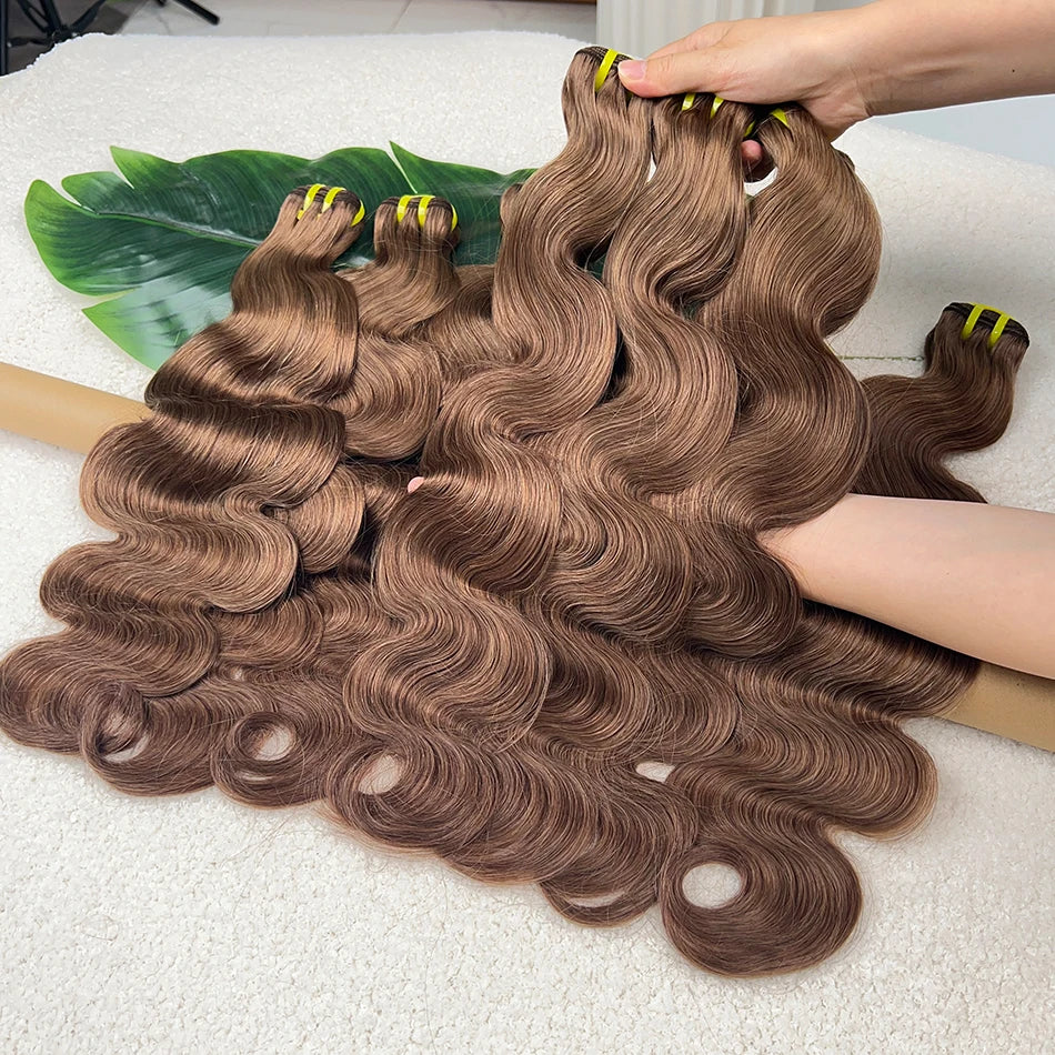 Body Wave #6 Colored Human Hair Bundles 100% Virgin Human Hair Extensions Weaving 100 Grams 16-26 Inch 1/2/3/4 Bundles For Women