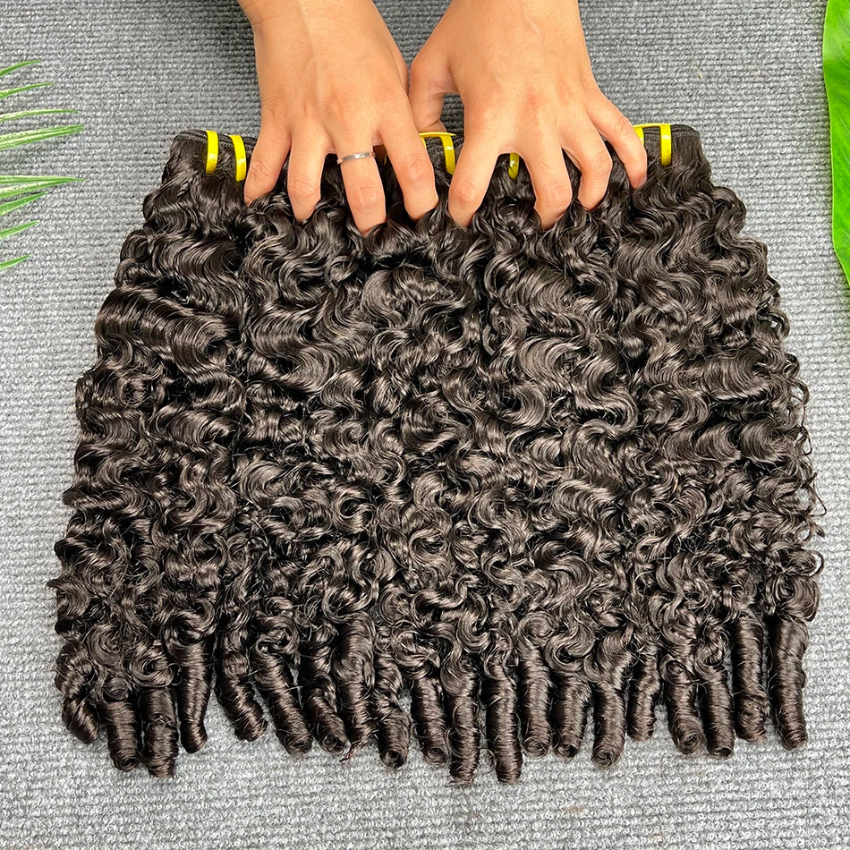 Bouncy Spiral Curly Hair Bundles #1B Natural Cuticle Aligned Burmese Curly Raw Virgin Hair Weft Extensions 1 2 3 4 Bundle