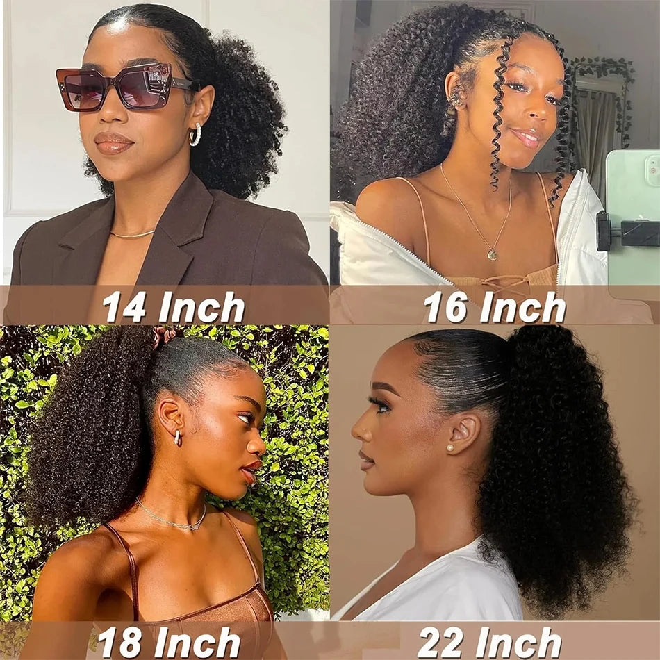 Afro Puff Kinky Curly Drawstring Ponytail — Human Hair