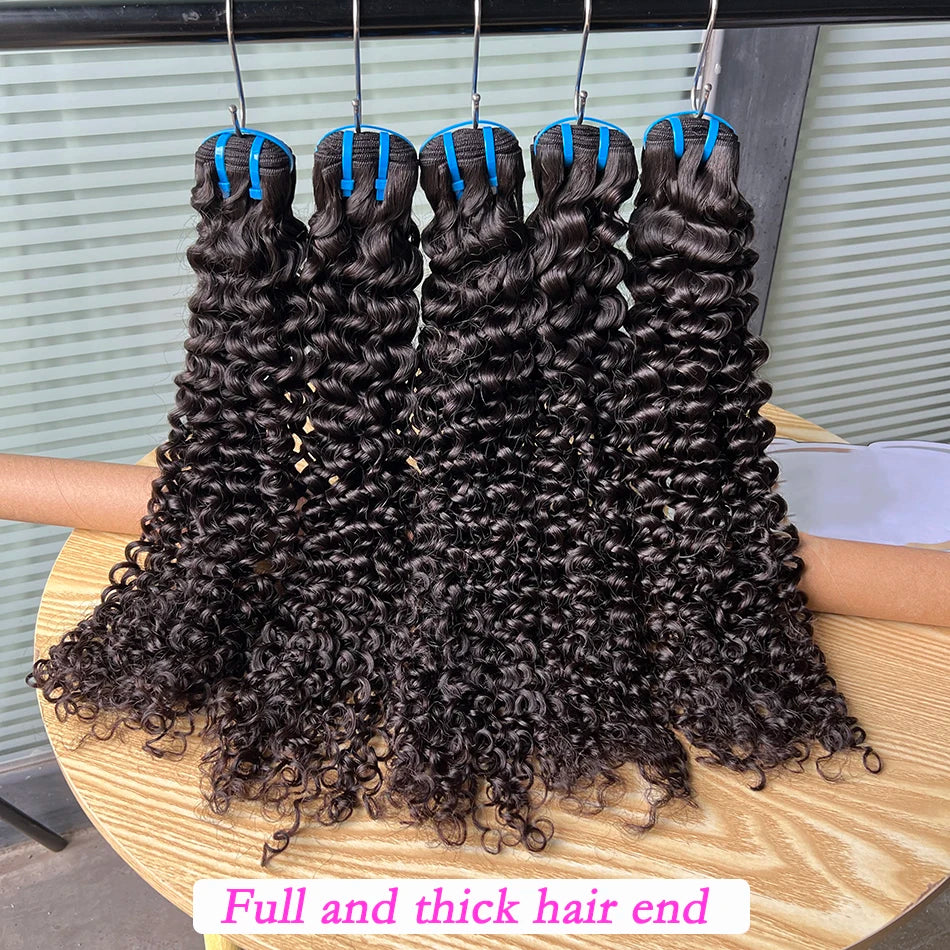 Deep Curly Bundles 18A Human Hair Extensions Weave #1B Natural Black Color 10-30 Inch Curl Wavy 100% Raw Virgin Hair For Women