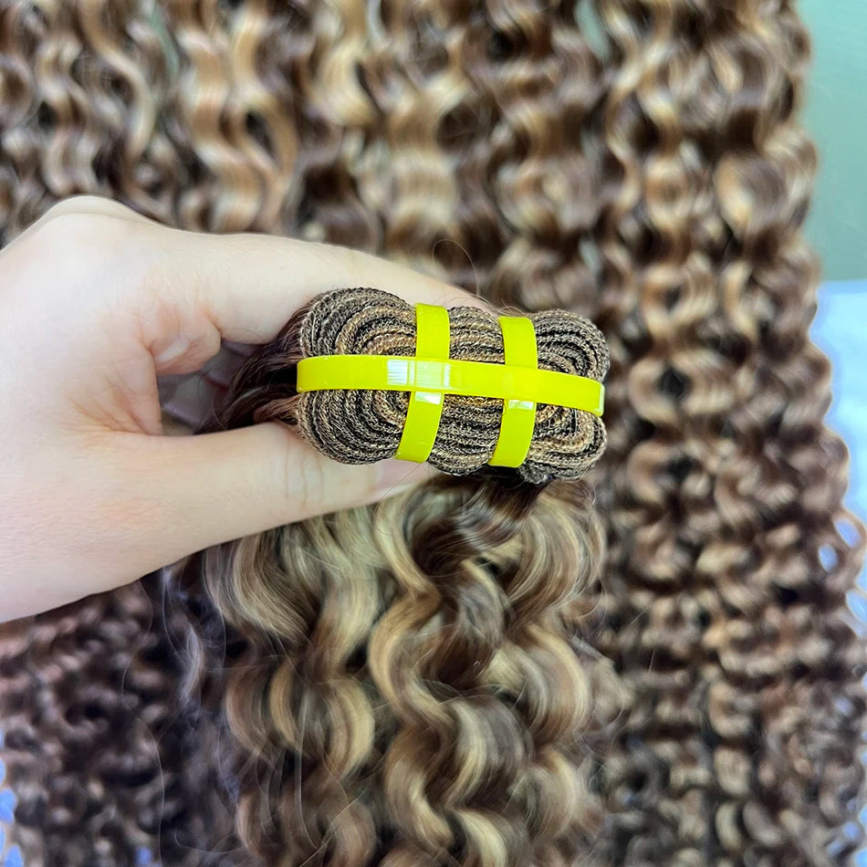 Deep Curly P4/27 Highlight Color Human Hair Bundles 100% Virgin Vietnamese Hair Weave Extensions 100grams 1/2/3/4 pcs For Women