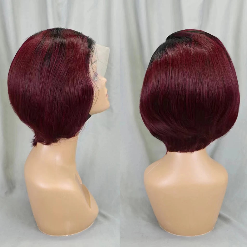 Straight Pixie Cut Bob Wig — Pre-Plucked, 13x4 Transparent Lace