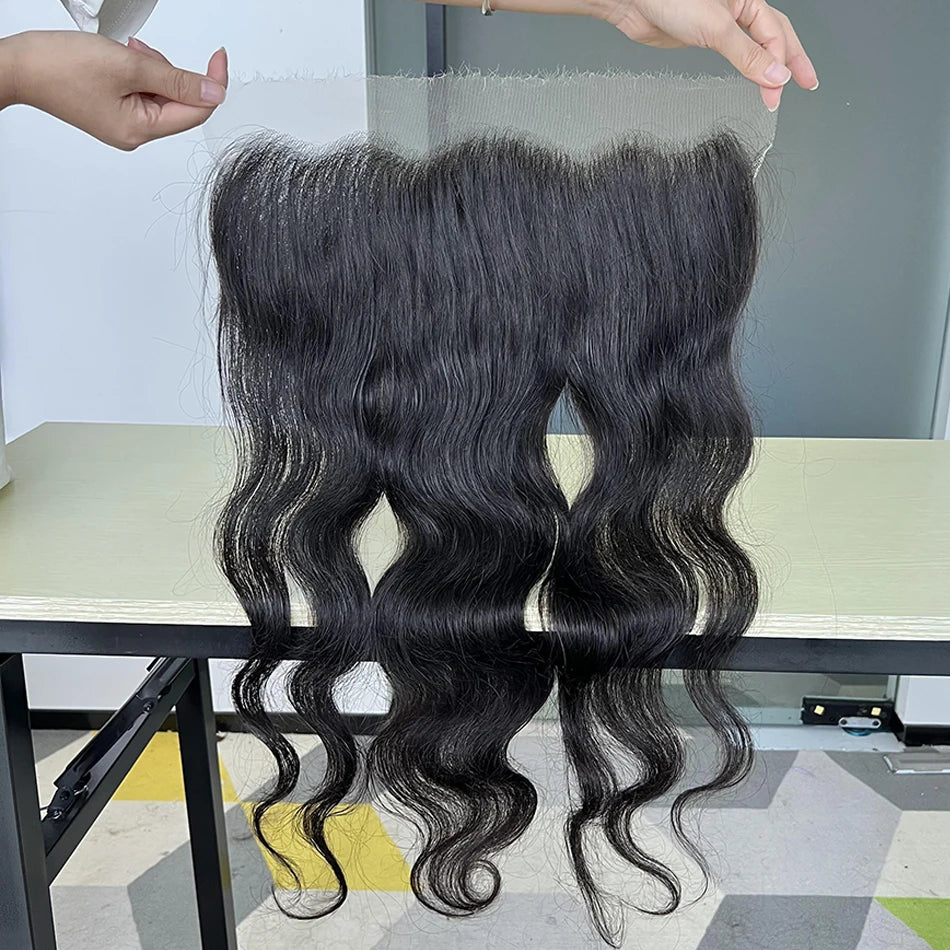 Body Wave 13x6 HD Lace Frontal Human Hair Pre-Plucked #1B Natural Black Color Melt Skin Invisible HD Lace Closure For Women