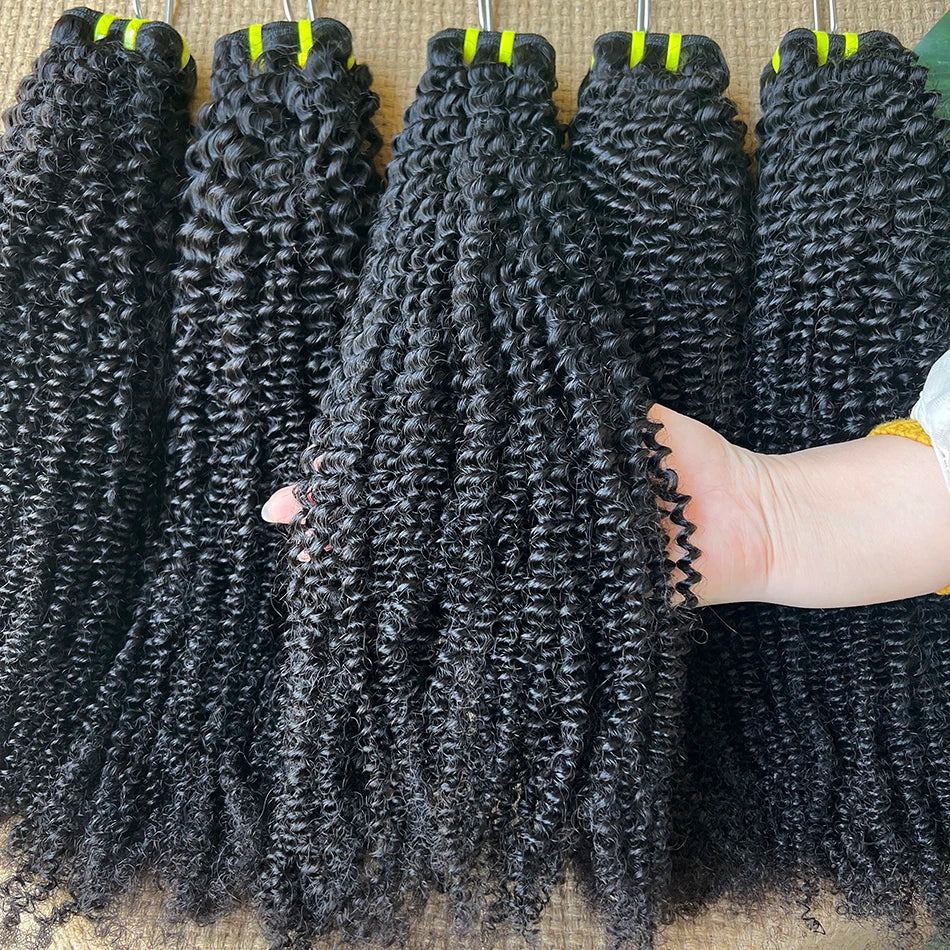 Kinky Curly 100% Human Hair Bundles Weave Extensions #1B Natural Black Color 100grams/PC 10-30inch Unprocessed Virgin Human Hair