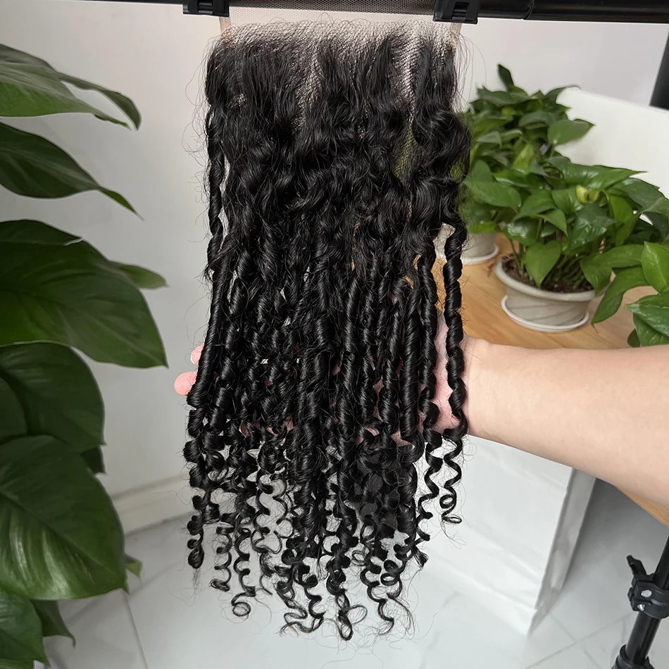 Pixie Curly Hd Lace Closure 4x4 5x5 13x4 Lace Closure Frontal Human Hair #1B Natural Color Bouncy Curly Melt Skin Invisible Lace