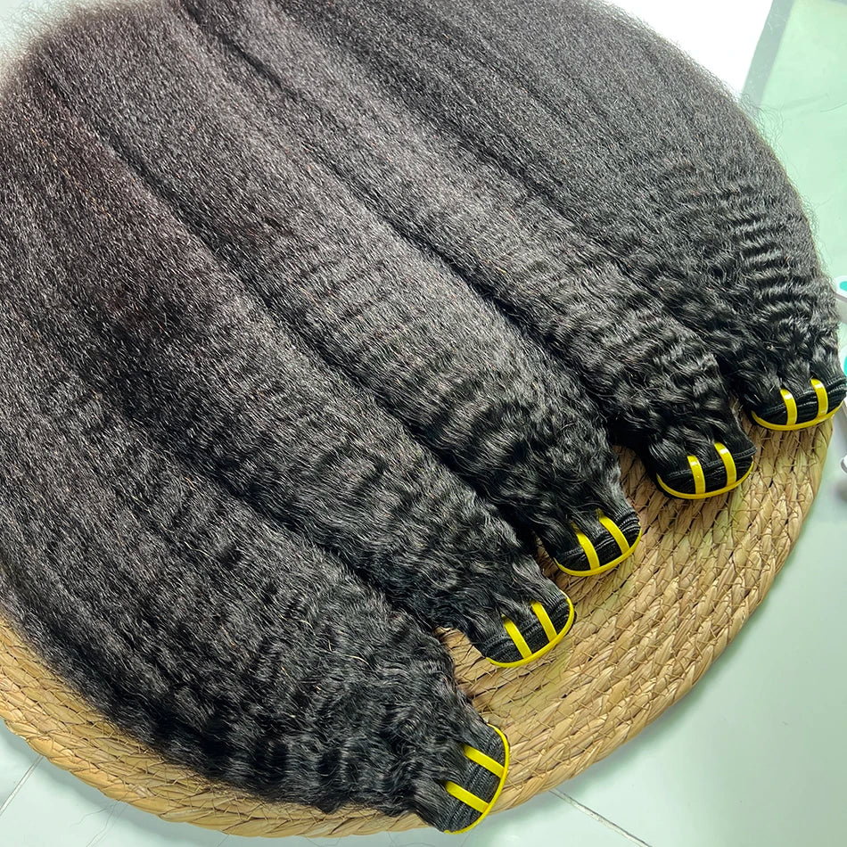 Kinky Straight Bundles 100% Human Hair Extensions 10-30 Inch Unprocessed Virgin Human Hair Weave Natural Color Wholesale Hair