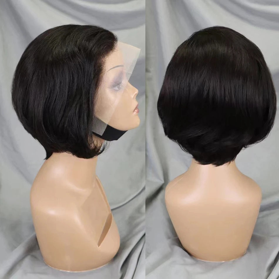 Straight Pixie Cut Bob Wig — Pre-Plucked, 13x4 Transparent Lace