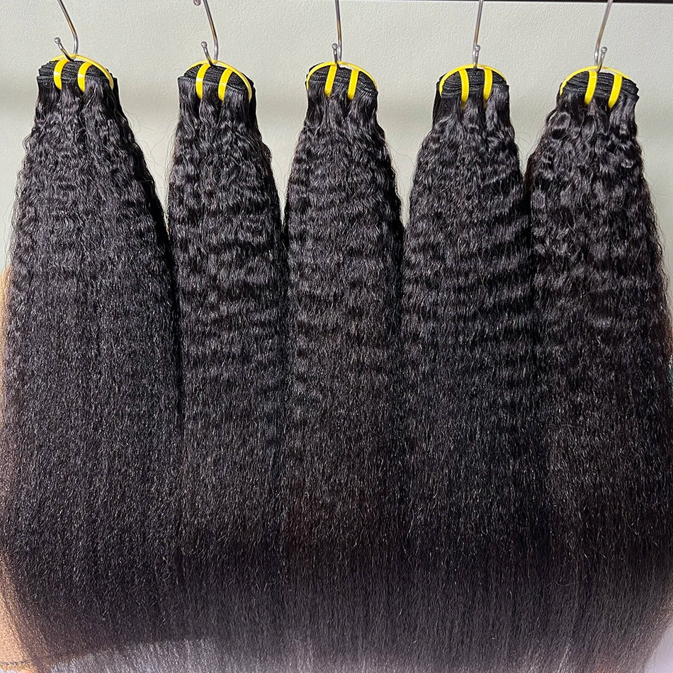 Kinky Straight Bundles 100% Human Hair Extensions 10-30 Inch Unprocessed Virgin Human Hair Weave Natural Color Wholesale Hair
