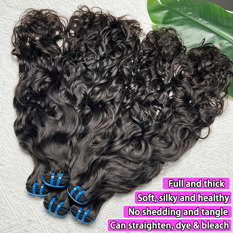 18A Natural Wave Bundles 100% Human Hair Unprocessed Raw Virgin Hair Weave Extensions #1B Natural Color Wavy Hair 1 2 3 4 pcs