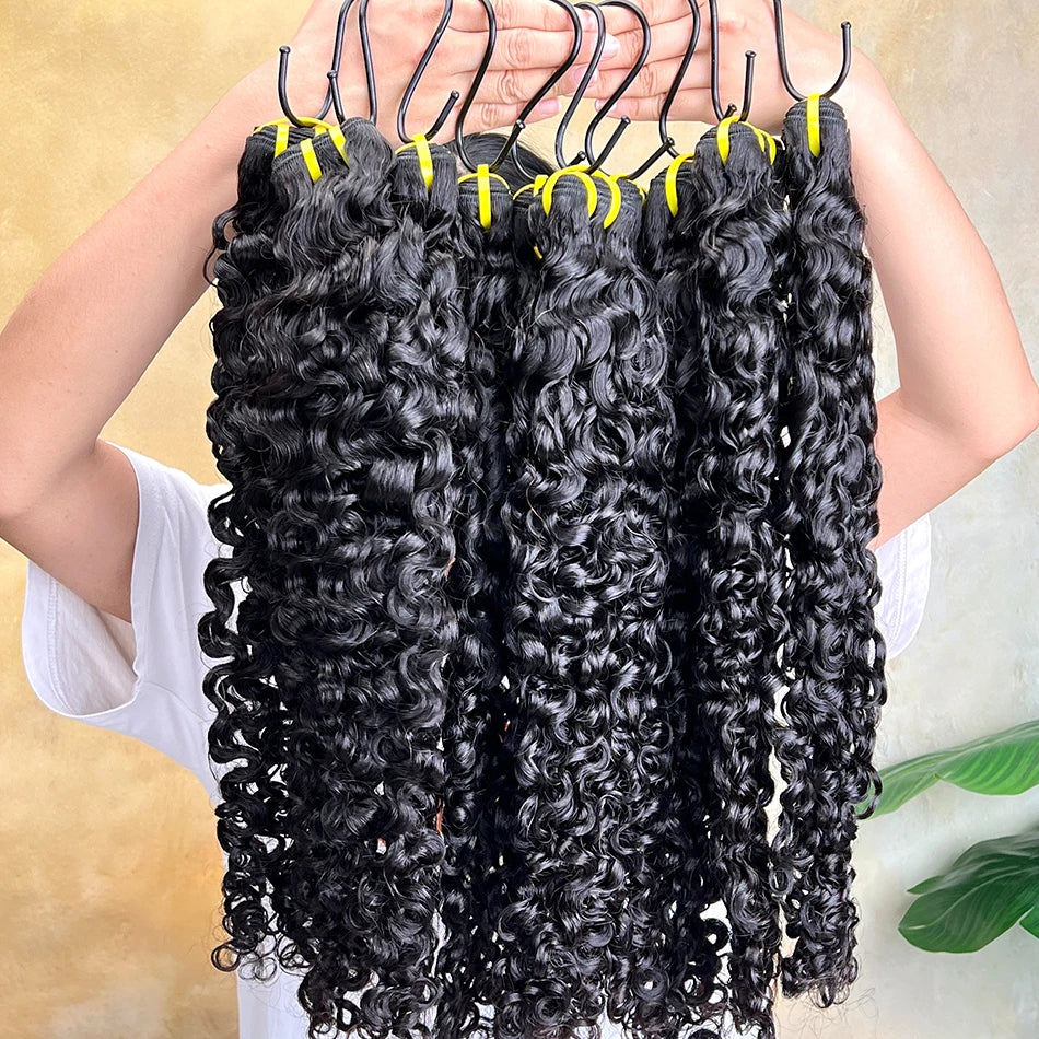 Burmese Curly Human Hair Bundles #1B Natural Black Color 100% Raw Virgin Hair Weave Extensions 1 2 3 4 Pcs Bouncy Curly Hair