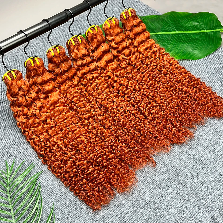 #350 Color Human Hair Bundles Ginger Orange 100% Raw Virgin Vietnamese Wavy Hair Weave Extensions 100 Grams/Bundle
