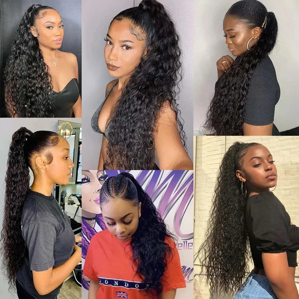 Water Wave Wrap-Around Ponytail — Remy Human Hair, 30–32 Inch