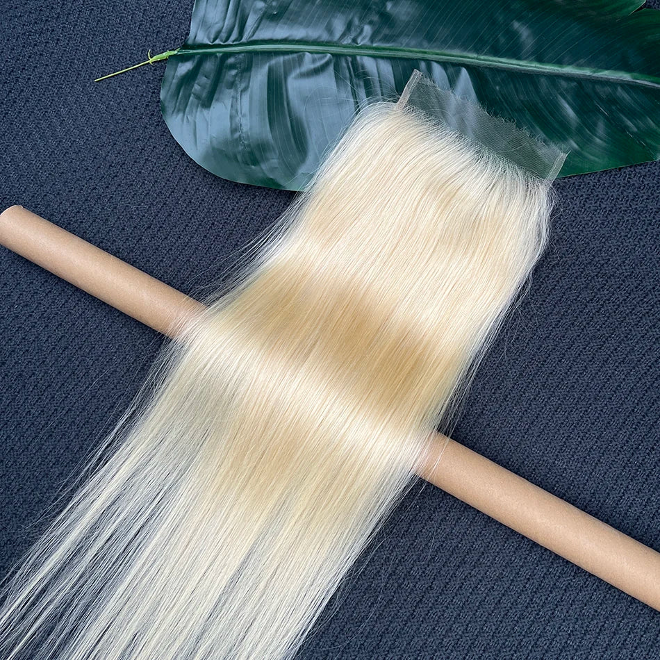 #613 Color 6x6 HD Lace Closure Blonde Straight Real Human Hair Pre-Plucked Bleached Knots Melt Skin Invisible Lace For Women