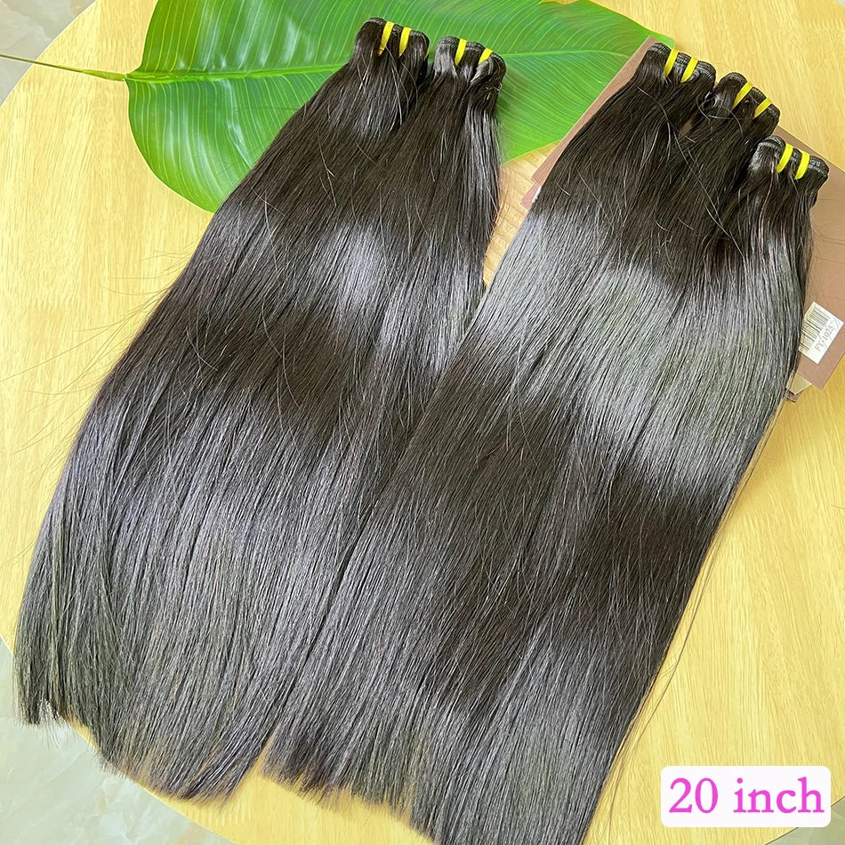 Straight Human Hair Bundles 100% Vietnamese Unprocessed Raw Virgin Hair Weave Extensions Double Weft #1B Natural Black Color