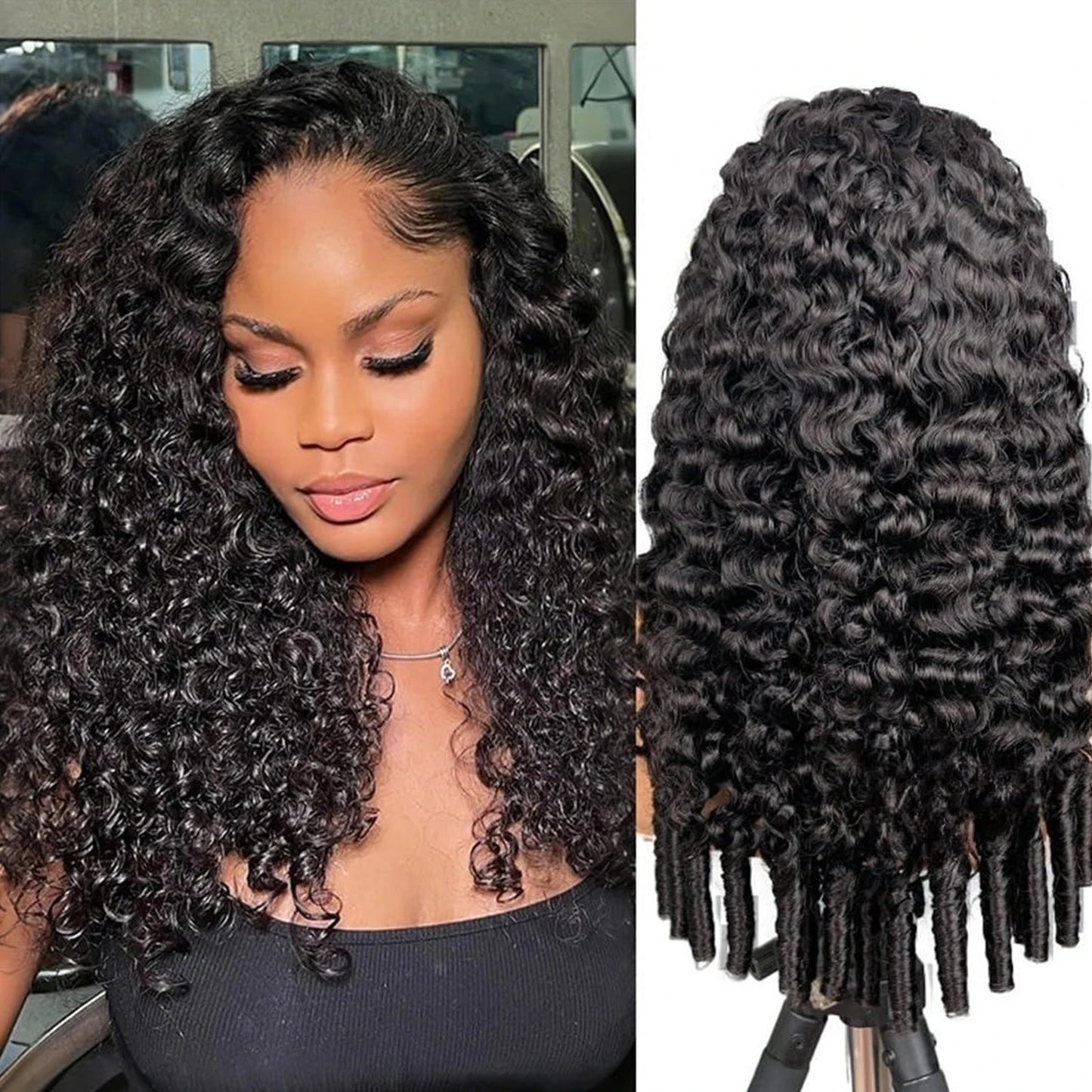 Burmese Curly 3-in-1 Half Wig — Clip-In Flip Over with Drawstring