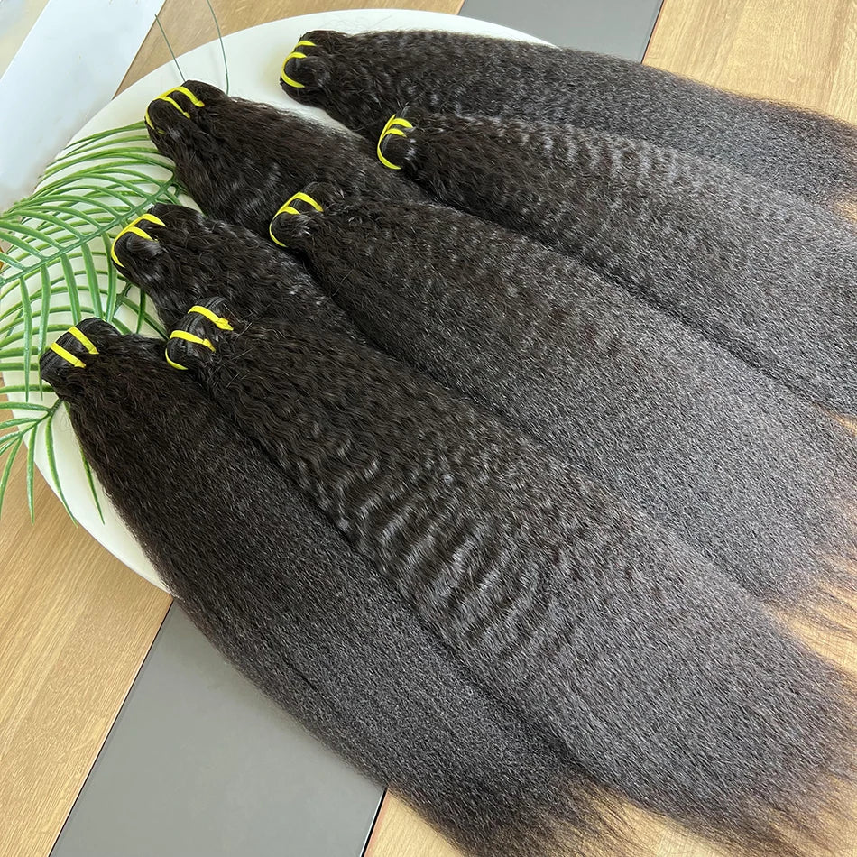 Kinky Straight Bundles 100% Human Hair Extensions 10-30 Inch Unprocessed Virgin Human Hair Weave Natural Color Wholesale Hair