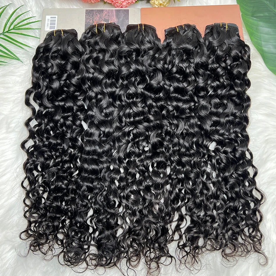 Water Wave Clips in Human Hair Extensions Seamless PU Weft Invisible 100grams 7Pcs/Set Full Unprocessed Raw Hair Natural Color