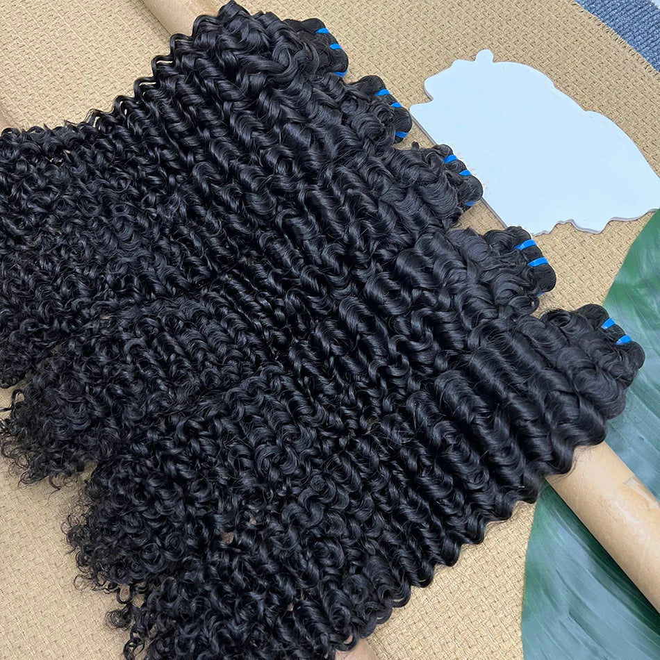 Deep Curly Bundles 18A Human Hair Extensions Weave #1B Natural Black Color 10-30 Inch Curl Wavy 100% Raw Virgin Hair For Women
