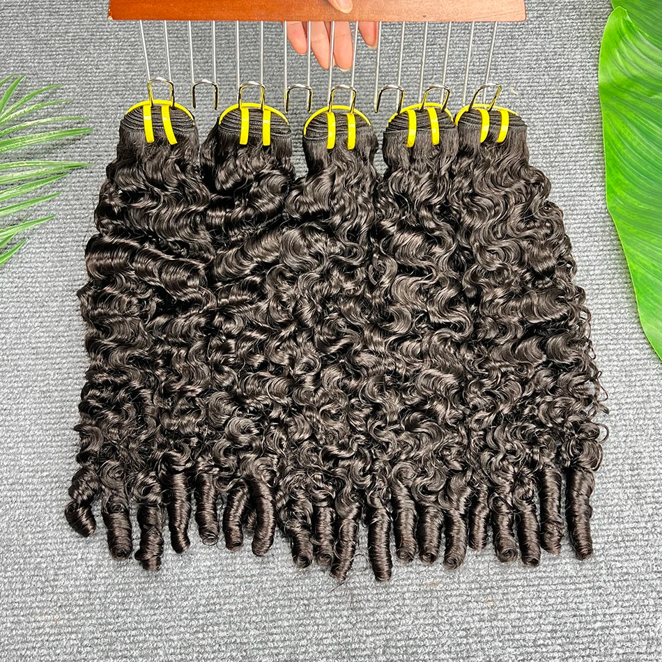 Bouncy Spiral Curly Hair Bundles #1B Natural Cuticle Aligned Burmese Curly Raw Virgin Hair Weft Extensions 1 2 3 4 Bundle