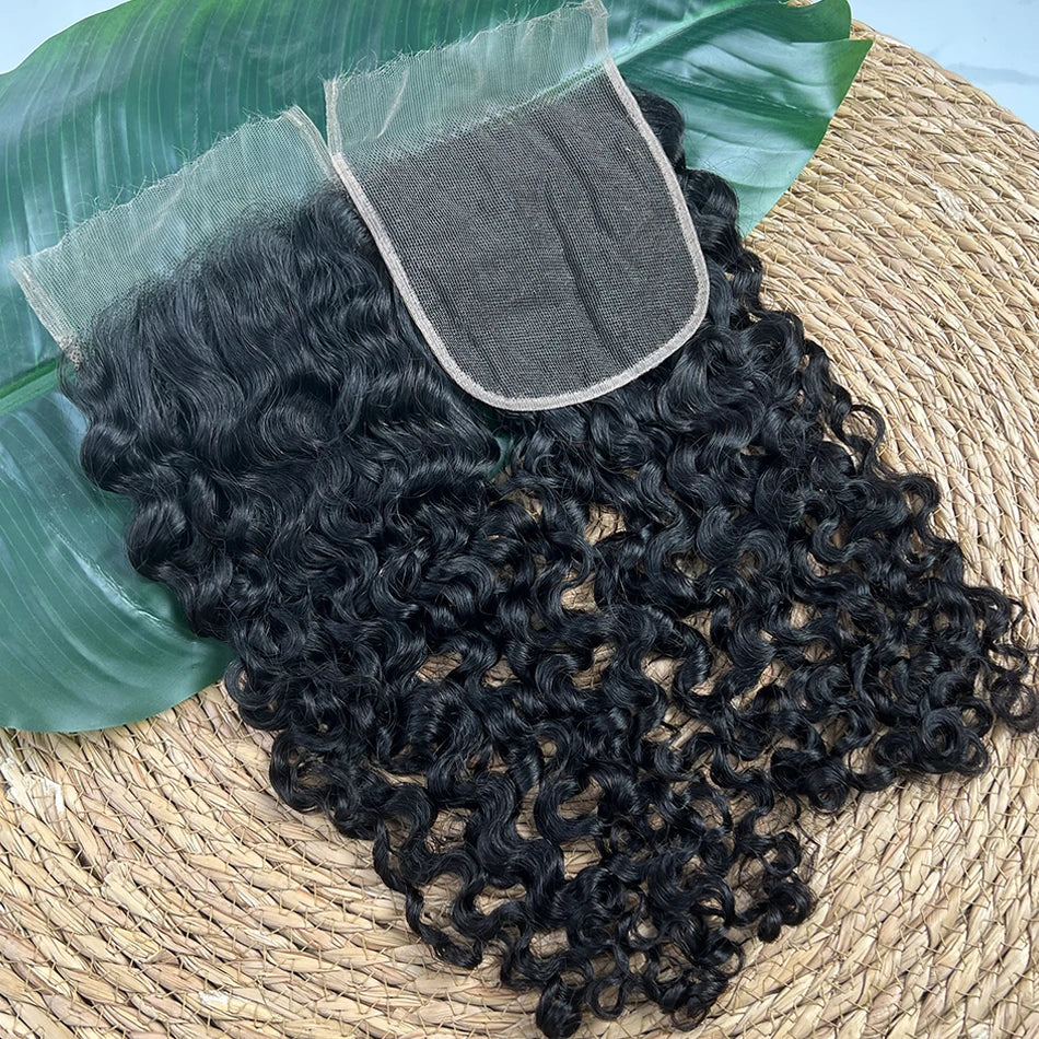 Burmese Curly 5x5 HD Lace Closure 100% Human Hair Preplucked Bleached Knots Invisible Lace #1B Natural Color Raw Virgin Hair