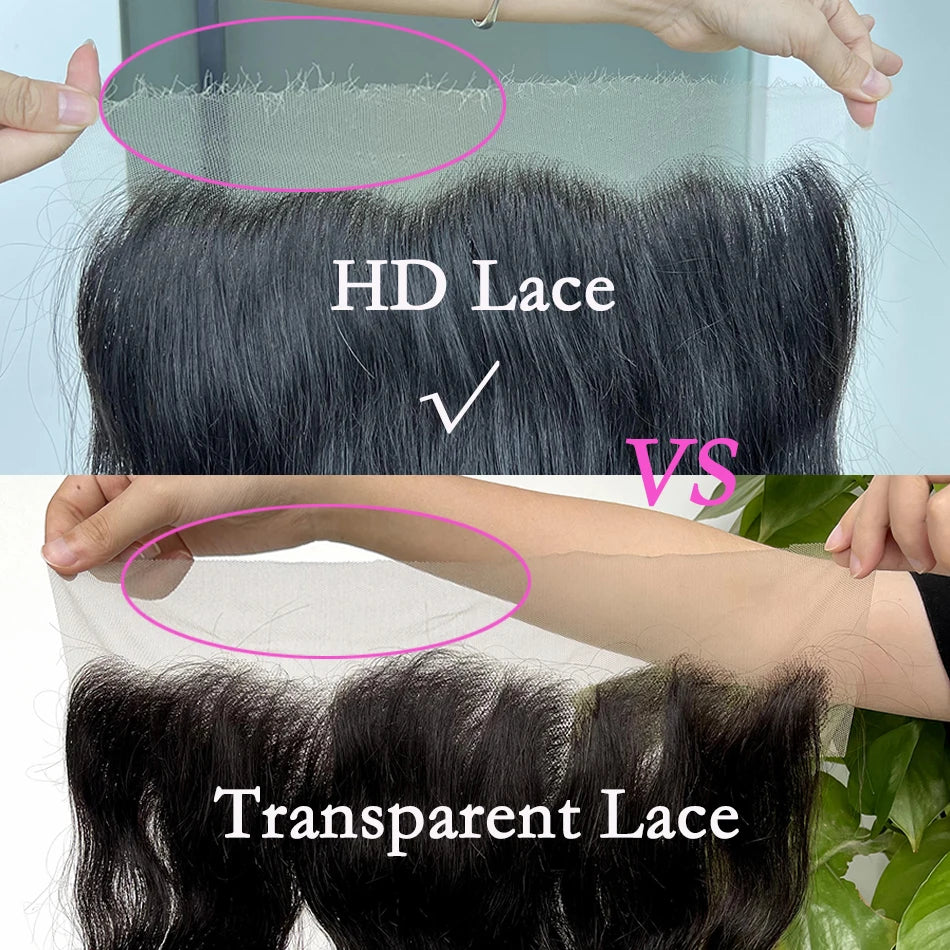 Body Wave 13x6 HD Lace Frontal Human Hair Pre-Plucked #1B Natural Black Color Melt Skin Invisible HD Lace Closure For Women