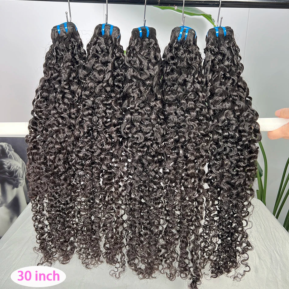 18A Burmese Curly Bundles With 13x4 Transparent Lace Frontal Human Hair #1B Natural Color 100% Raw Virgin Hair Weave Extensions