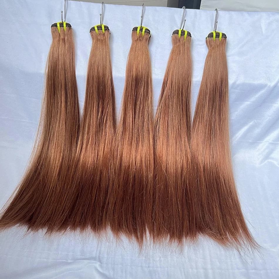 Double Drawn Bone Straight #30 Colored Human Hair Bundles 100% Virgin Hair Weave Extensions 18-26 Inch Vietnamese For Women