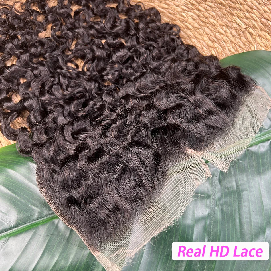 Burmese Curly 5x5 HD Lace Closure 100% Human Hair Preplucked Bleached Knots Invisible Lace #1B Natural Color Raw Virgin Hair