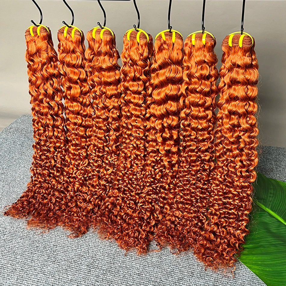 #350 Color Human Hair Bundles Ginger Orange 100% Raw Virgin Vietnamese Wavy Hair Weave Extensions 100 Grams/Bundle