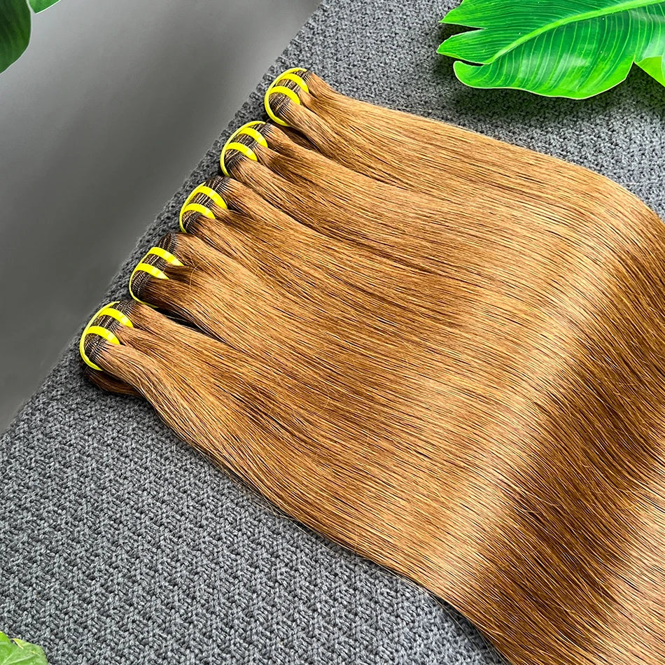 #4 Brown Colored Straight Human Hair Bundles Vietnamese Hair Extensions Weave Double Weft 18-30 Inches 100 Grams For Women