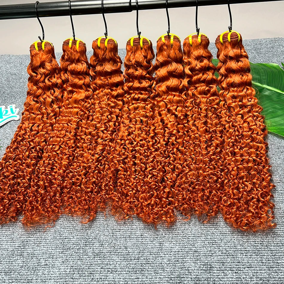 #350 Color Human Hair Bundles Ginger Orange 100% Raw Virgin Vietnamese Wavy Hair Weave Extensions 100 Grams/Bundle