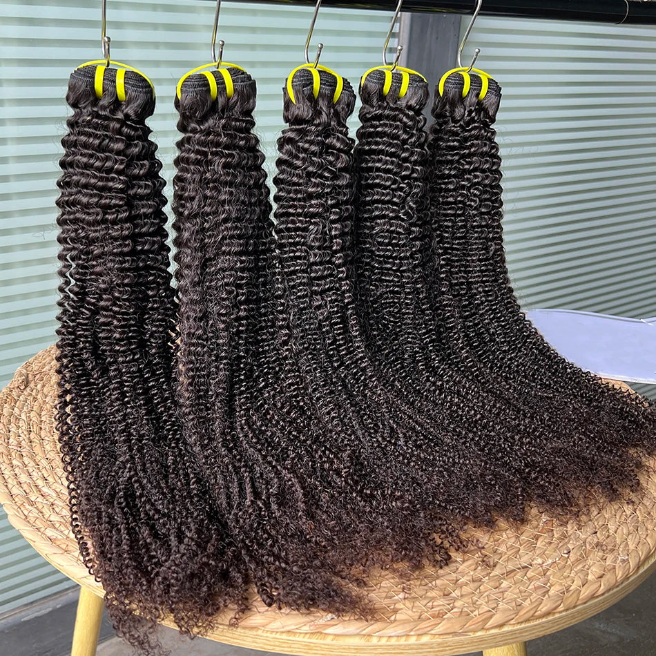 Kinky Curly 100% Human Hair Bundles Weave Extensions #1B Natural Black Color 100grams/PC 10-30inch Unprocessed Virgin Human Hair