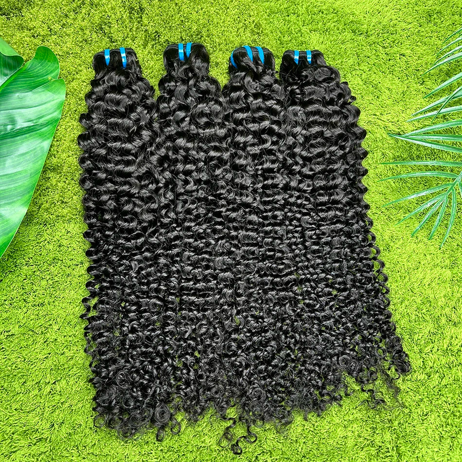 18A Deep Curly 100% Human Hair Bundles Extensions Weave #1B Natural Black Color 10-30 Inch Curl Wavy Raw Virgin Hair For Women