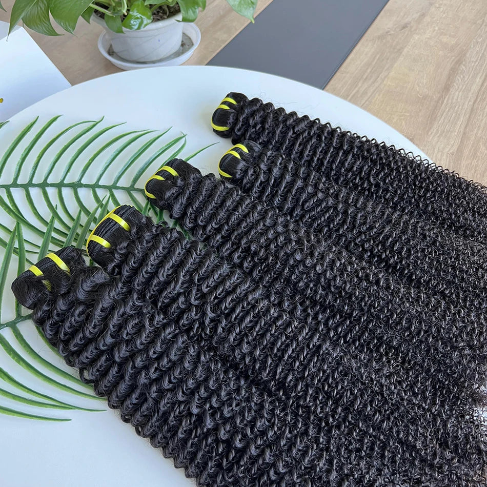 Kinky Curly 100% Human Hair Bundles Weave Extensions #1B Natural Black Color 100grams/PC 10-30inch Unprocessed Virgin Human Hair