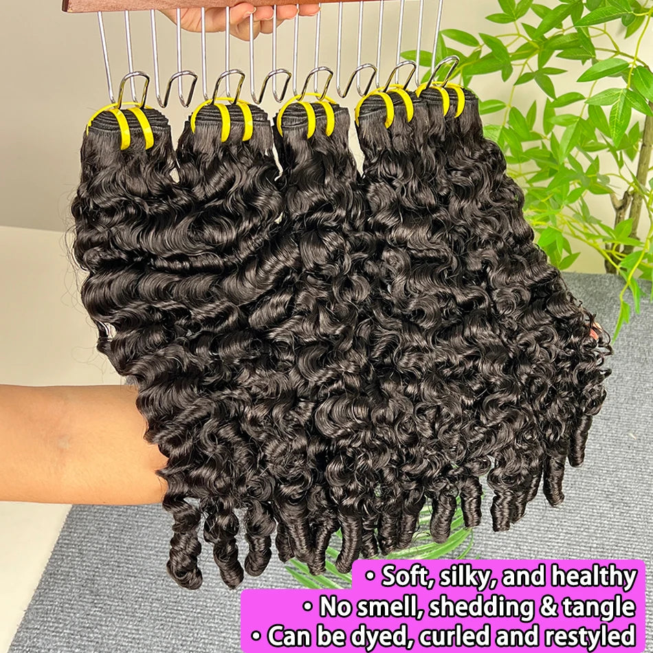 Bouncy Spiral Curly Hair Bundles #1B Natural Cuticle Aligned Burmese Curly Raw Virgin Hair Weft Extensions 1 2 3 4 Bundle