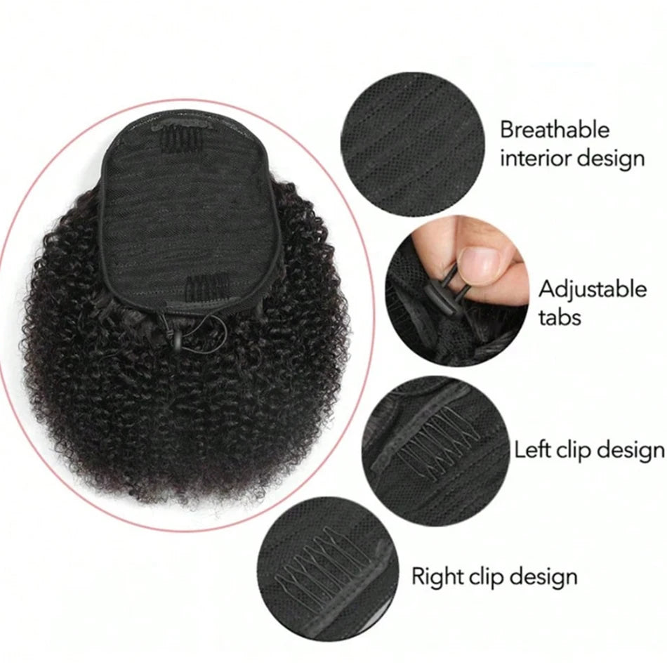 Afro Kinky Curly Ponytail — Mongolian Remy Human Hair