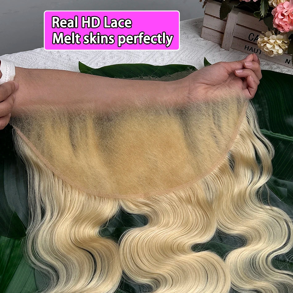 #613 Color Blonde 13x6 HD Lace Frontal Body Wave Real Human Hair