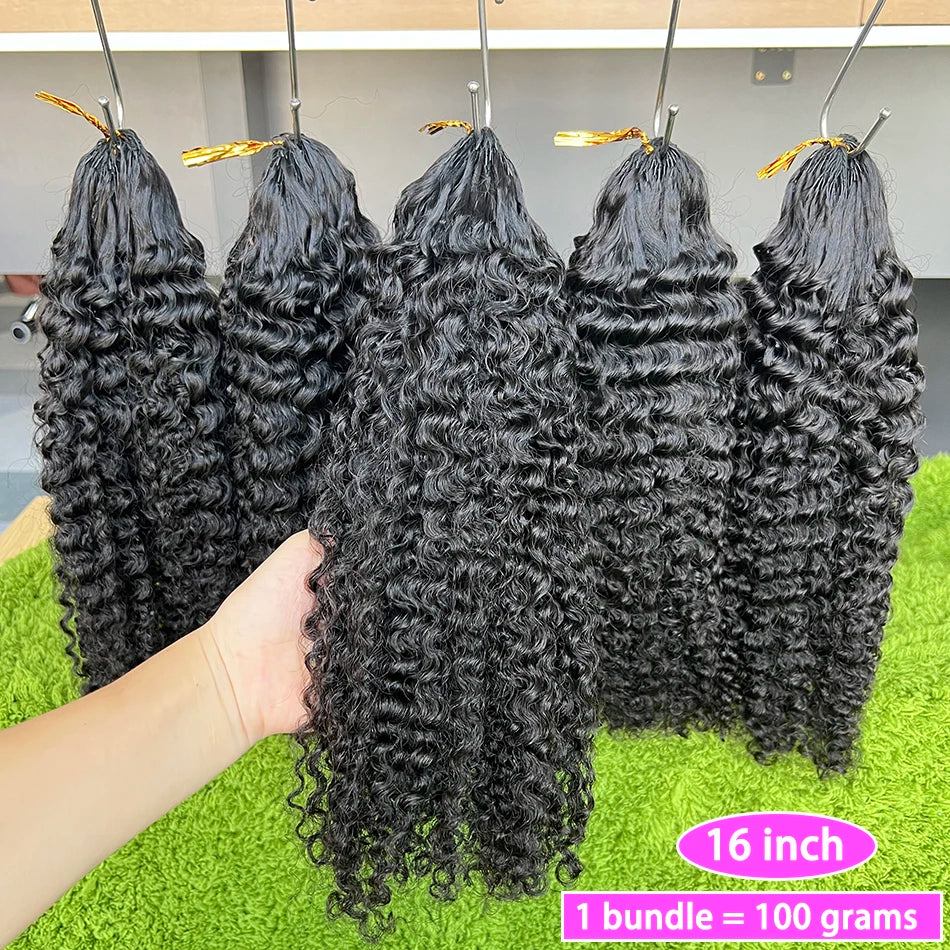 4B Curly Crochet Human Hair Extensions Pre-Separated Invisible Knotless #1B Natural Color Afro Kinky Curly Braids Crochet Hair
