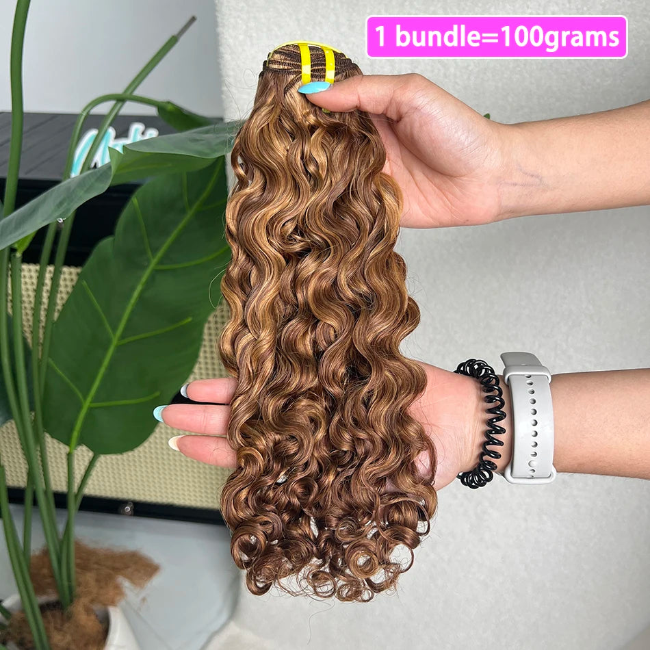 P4/27 Color Bundles Burmese Curly Human Hair 16 inches 100 Grams Cuticle Aligned Ombre Highlight Raw Virgin Hair Weft Extensions