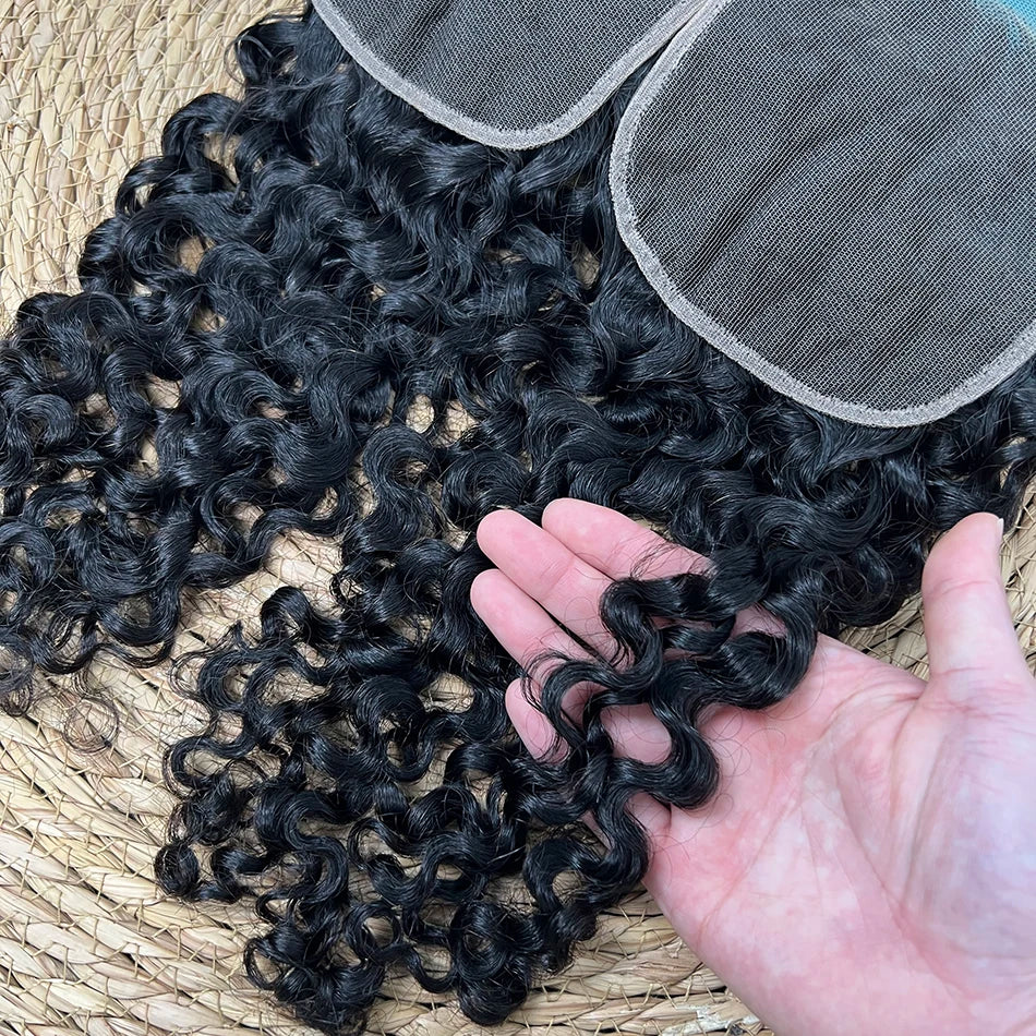 Burmese Curly 5x5 HD Lace Closure 100% Human Hair Preplucked Bleached Knots Invisible Lace #1B Natural Color Raw Virgin Hair