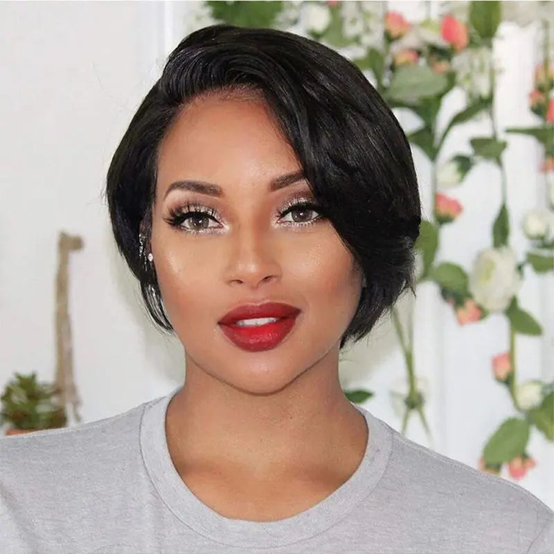 Highlight Pixie Cut Bob Wig — Straight Human Hair, 13x4 Lace Front