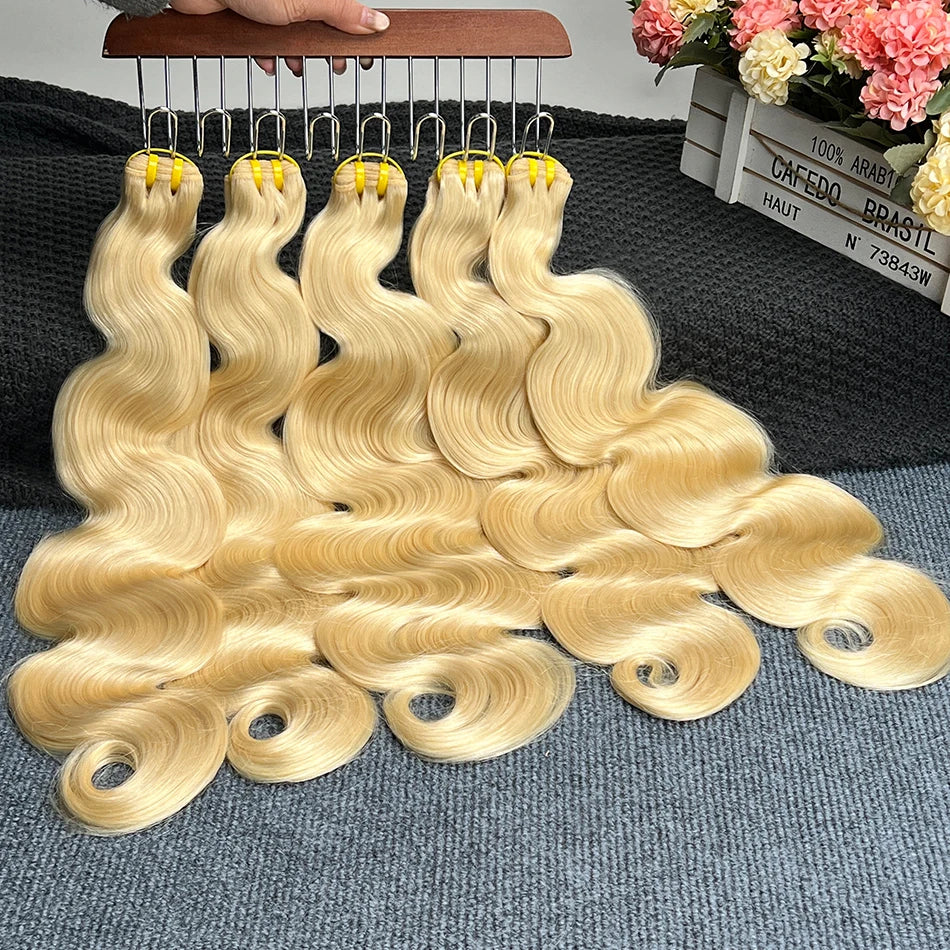 #613 Body Wave Double Drawn Human Hair Bundles Blonde Colored 1/2/3/4 Pcs 100% Human Hair 100 Grams Weave Hair Extensions